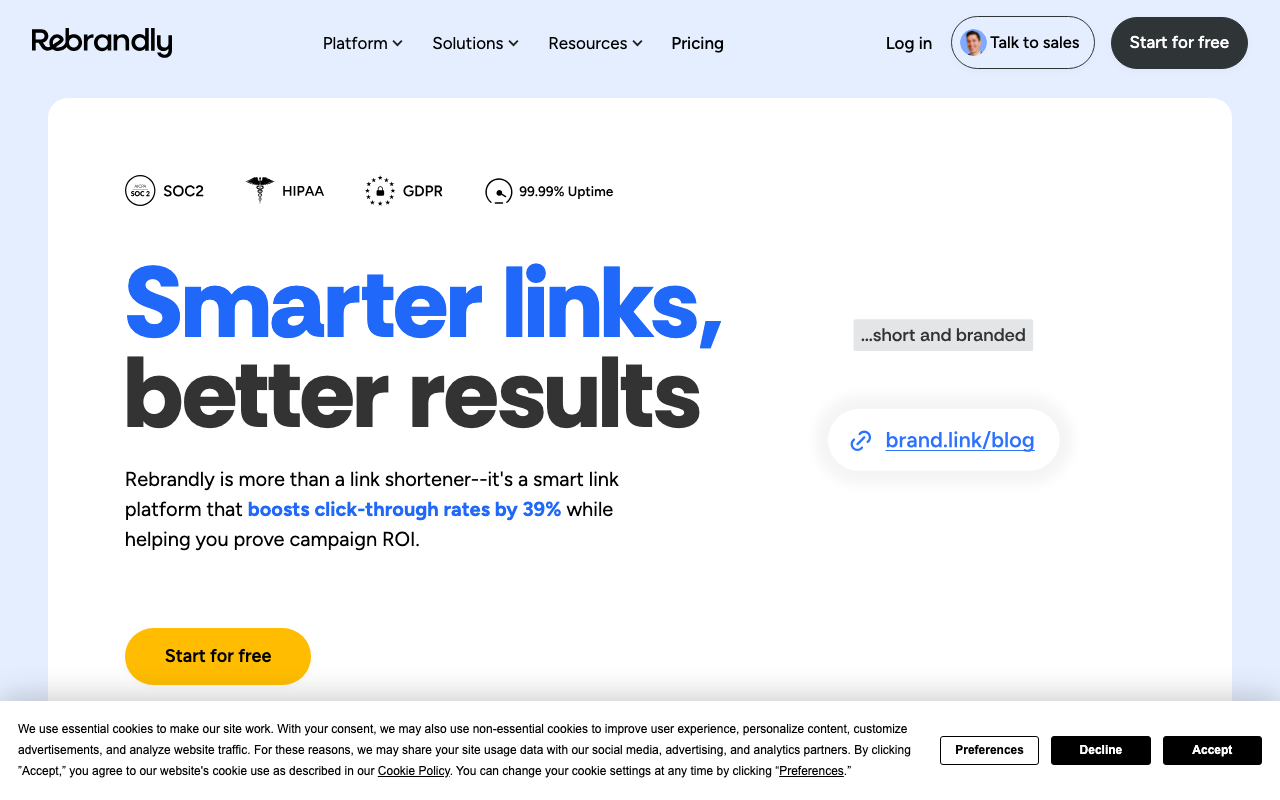 Скріншот Rebrandly